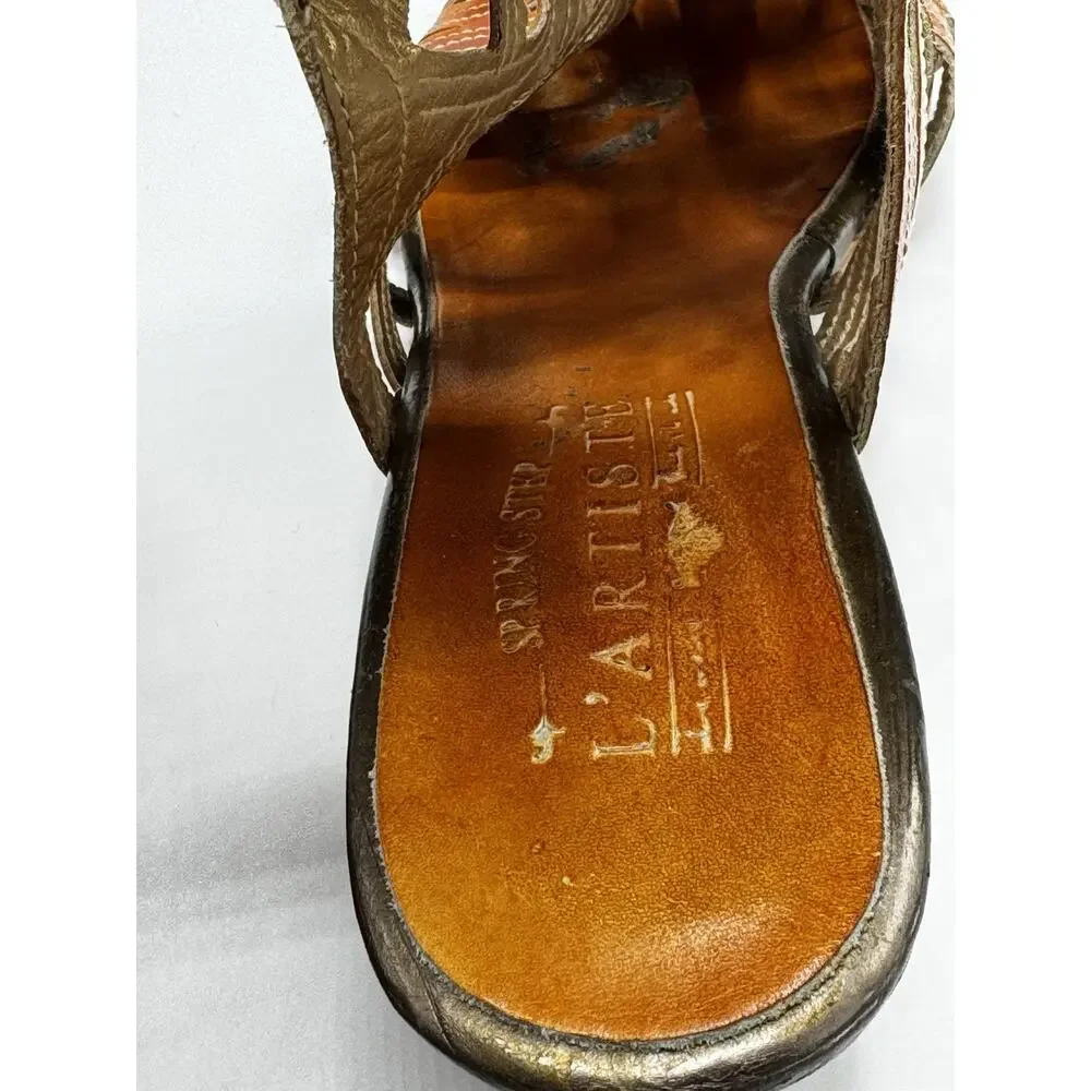 Spring Step L'Artiste Flourish Gladiator Wedge Stacked Heel Sandals EU 39 US 8.5